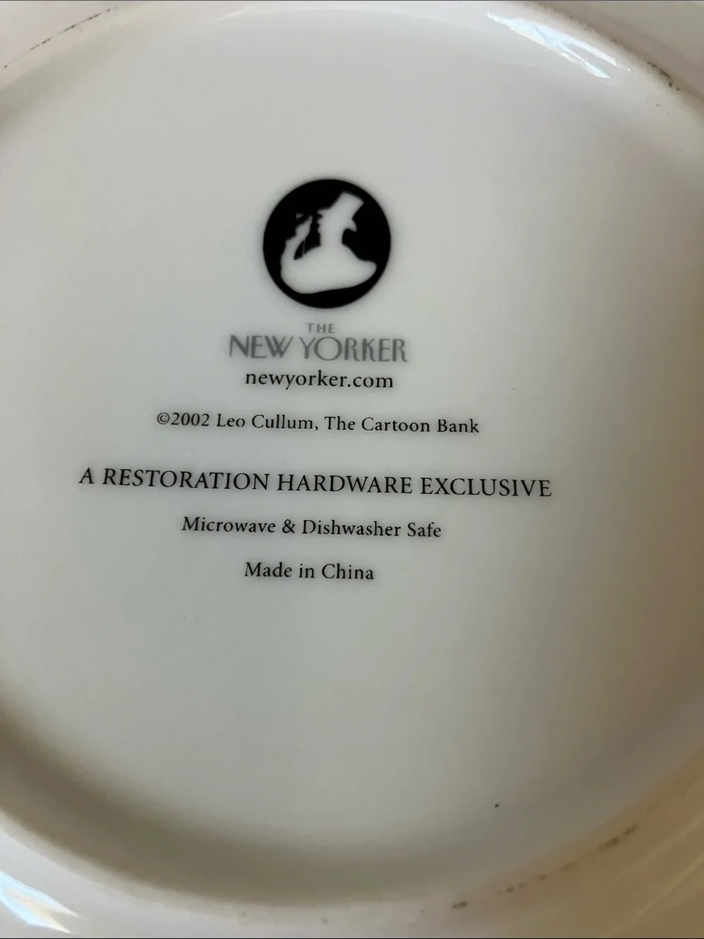 New Yorker Wine Cartoon Bistro White Plate Restoration Hardware 8”